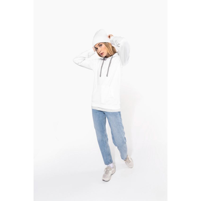 Ladies' sweatshirt with contrast hood