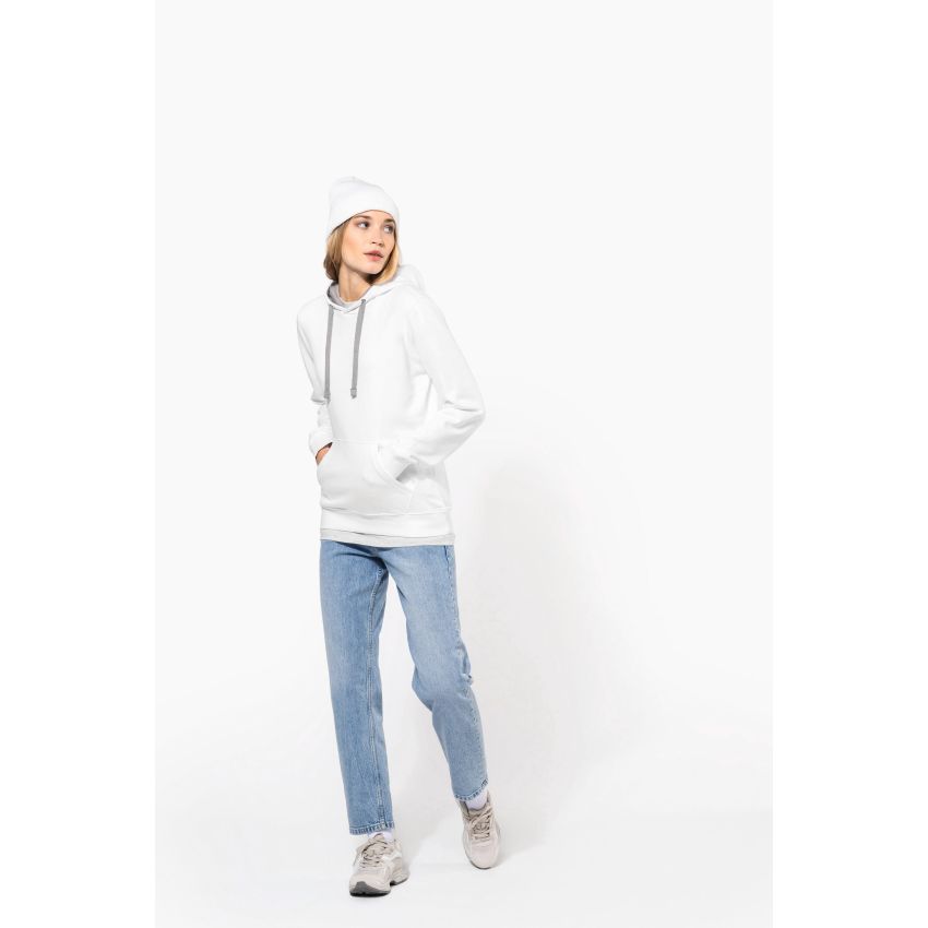 Ladies' sweatshirt with contrast hood