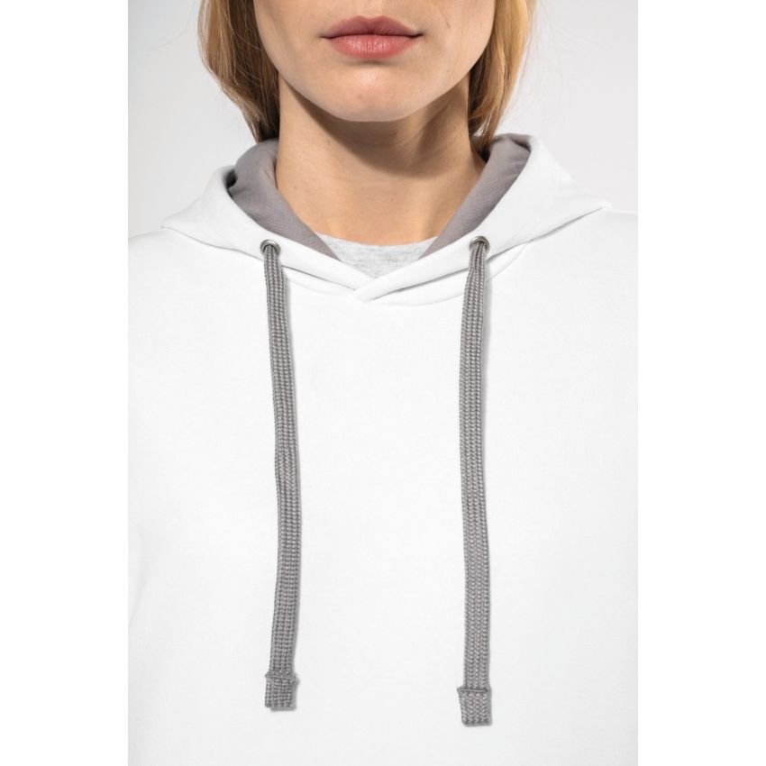Ladies' sweatshirt with contrast hood