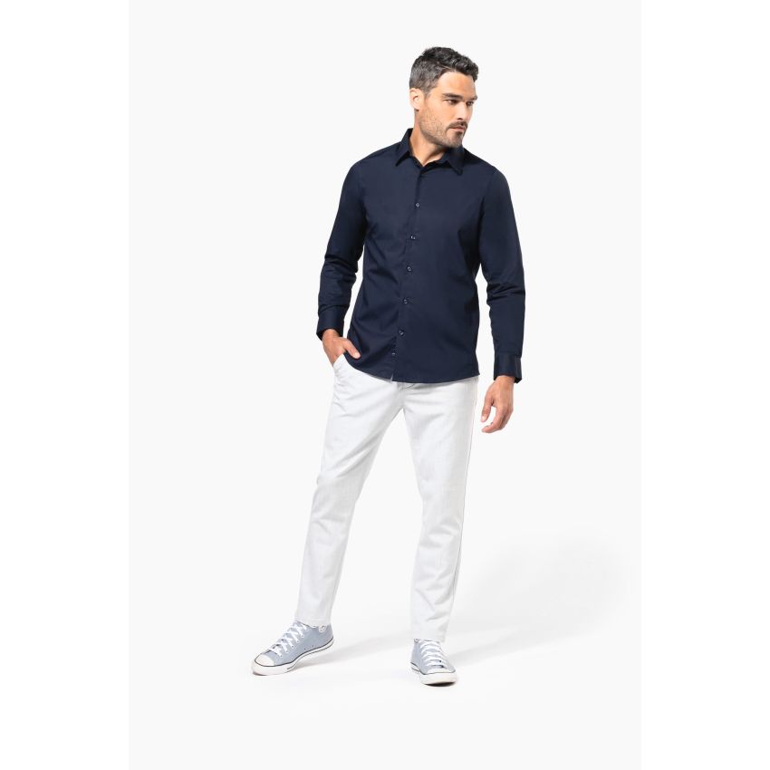 Men's long-sleeved poplin shirt