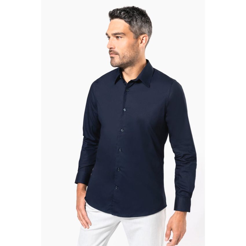 Men's long-sleeved poplin shirt
