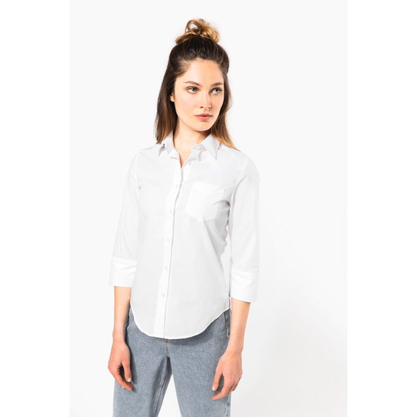 Women's easy-care 3/4 sleeve polyester/cotton poplin shirt