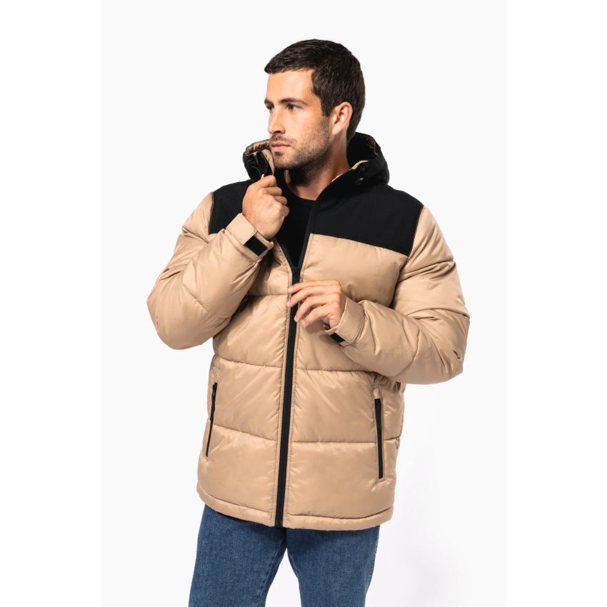 Unisex two-tone padded parka with hood