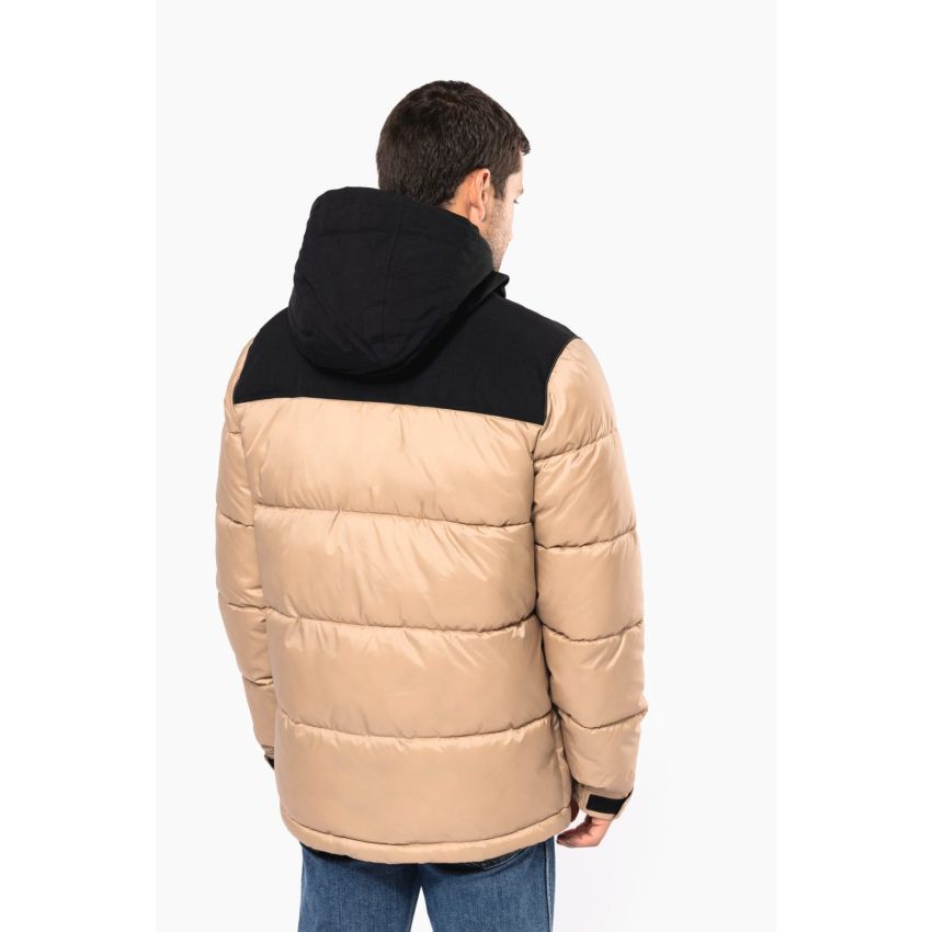 Unisex two-tone padded parka with hood