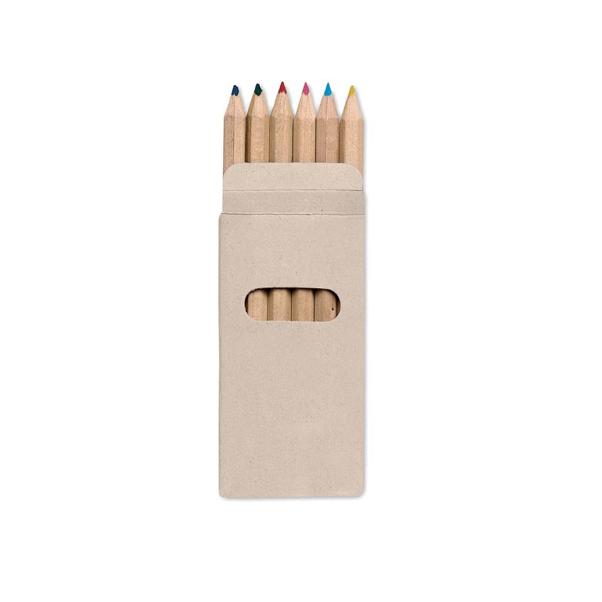6 coloured pencils in a box
