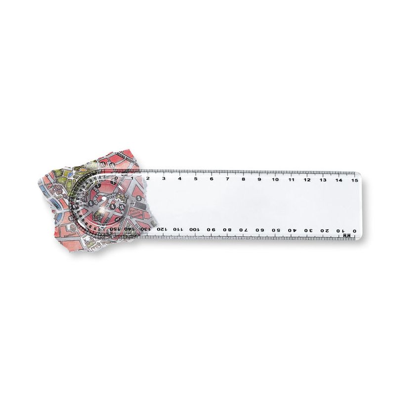 Ruler with magnifier and protractor