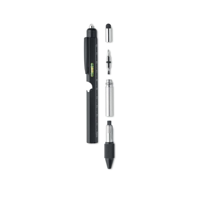 Bubble level pen with ruler