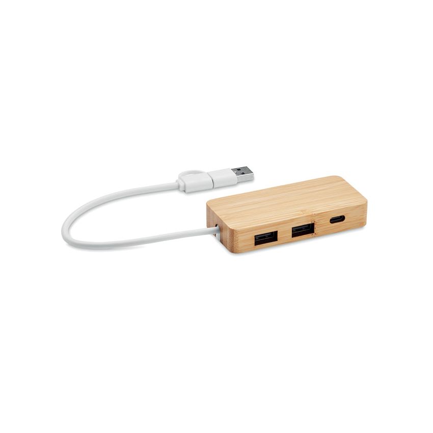 3-Port USB Bamboo Hub
