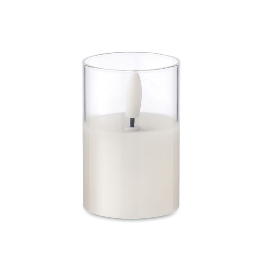 LED wax candle with glass holder