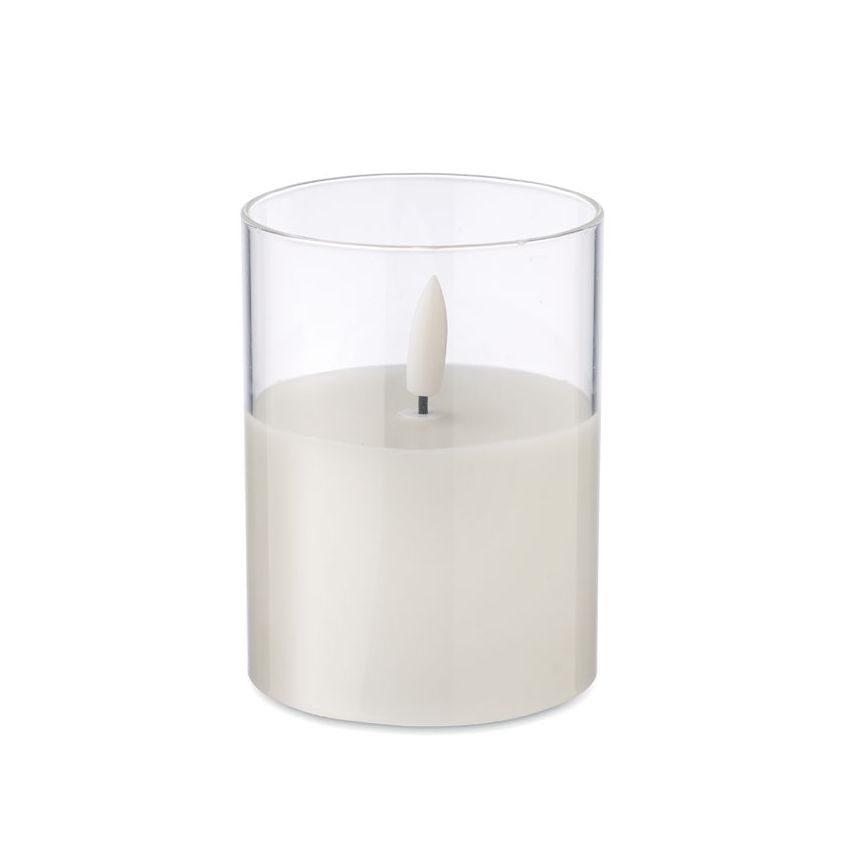 LED wax candle with glass holder