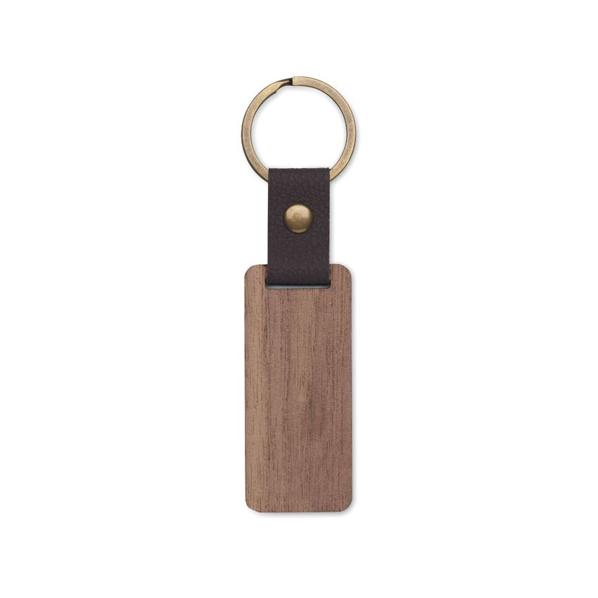 Walnut and PU keyring