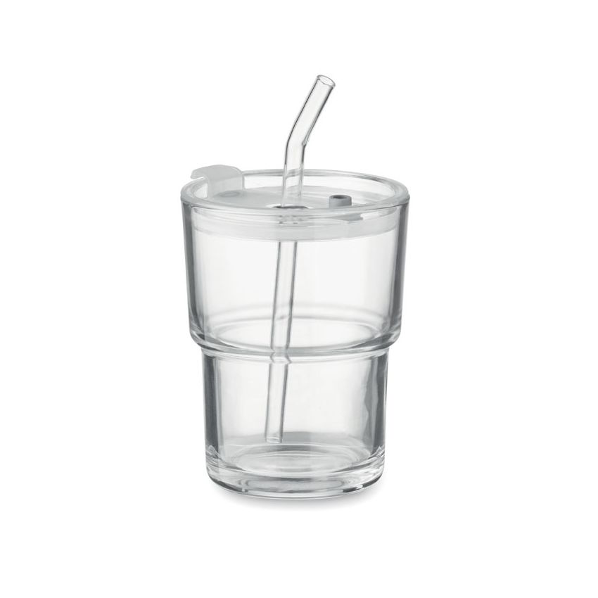 Glass cup with straw 400ml