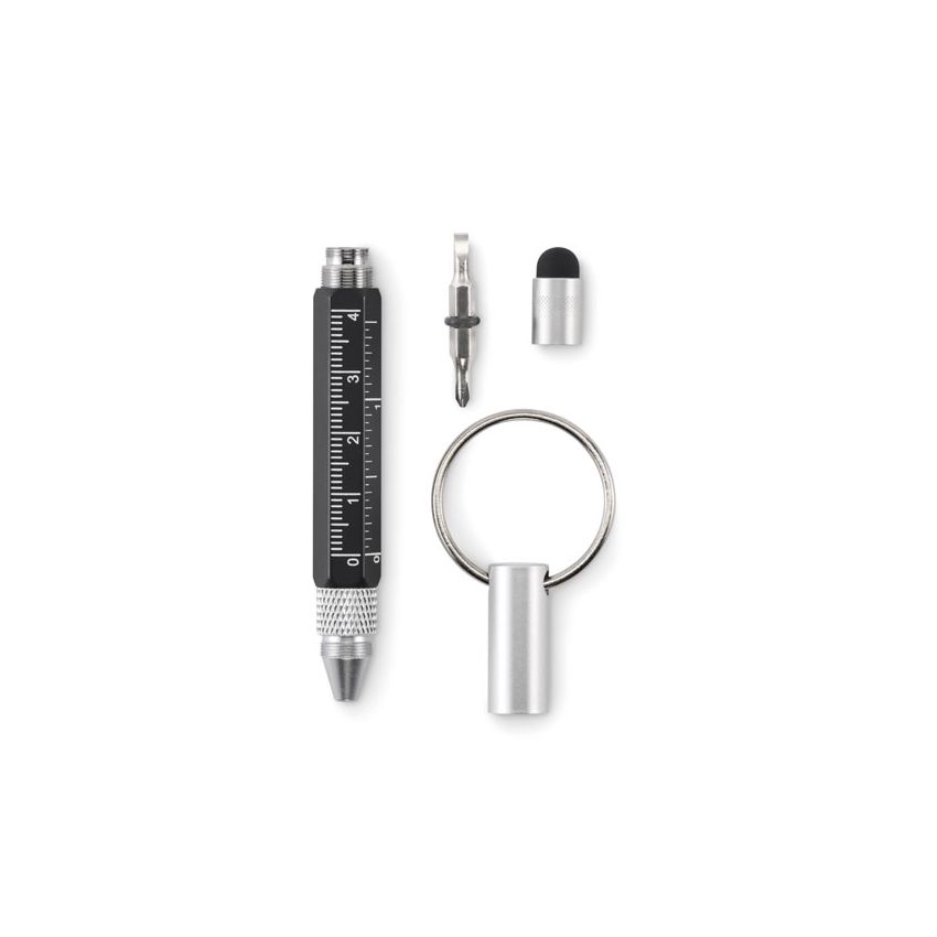 Keyring pen with measuring tool