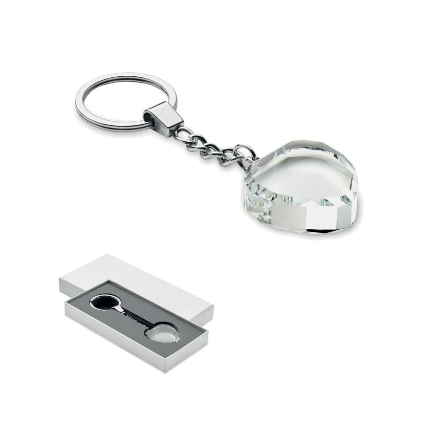 Heart-shaped glass keyring