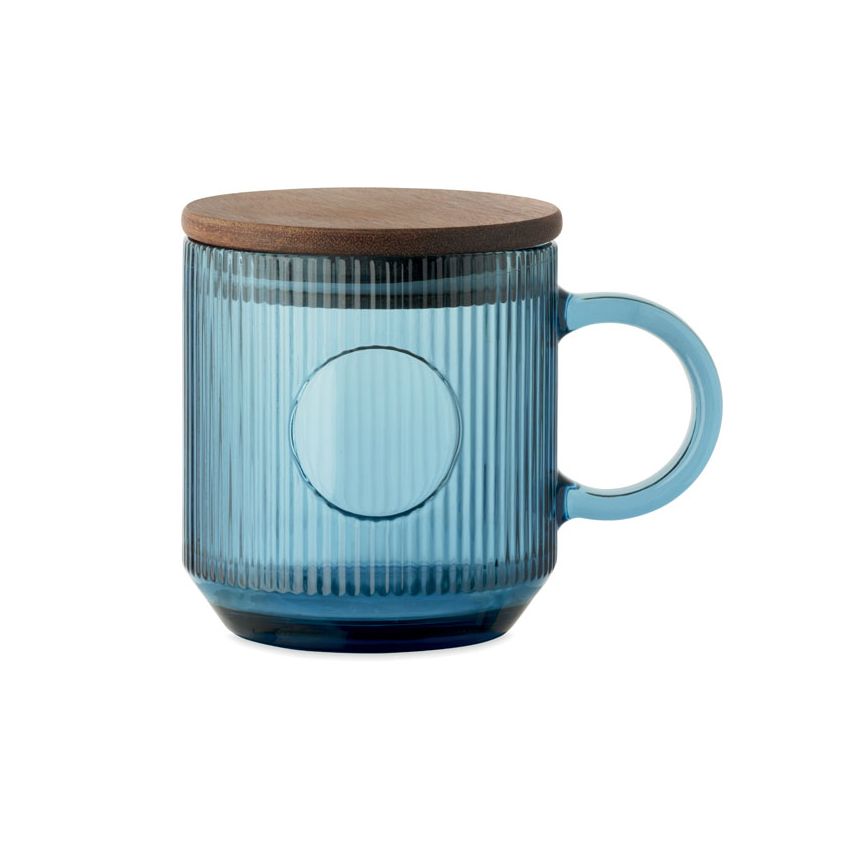 Ribbed glass mug 300ml