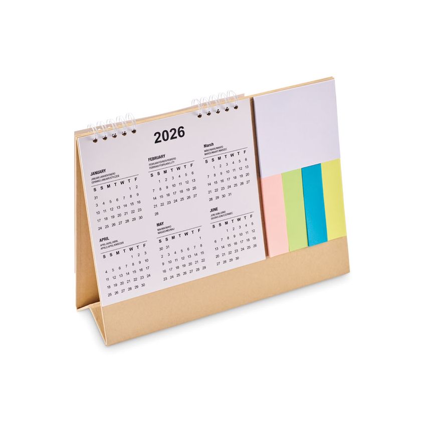 Desk calendar with memopad