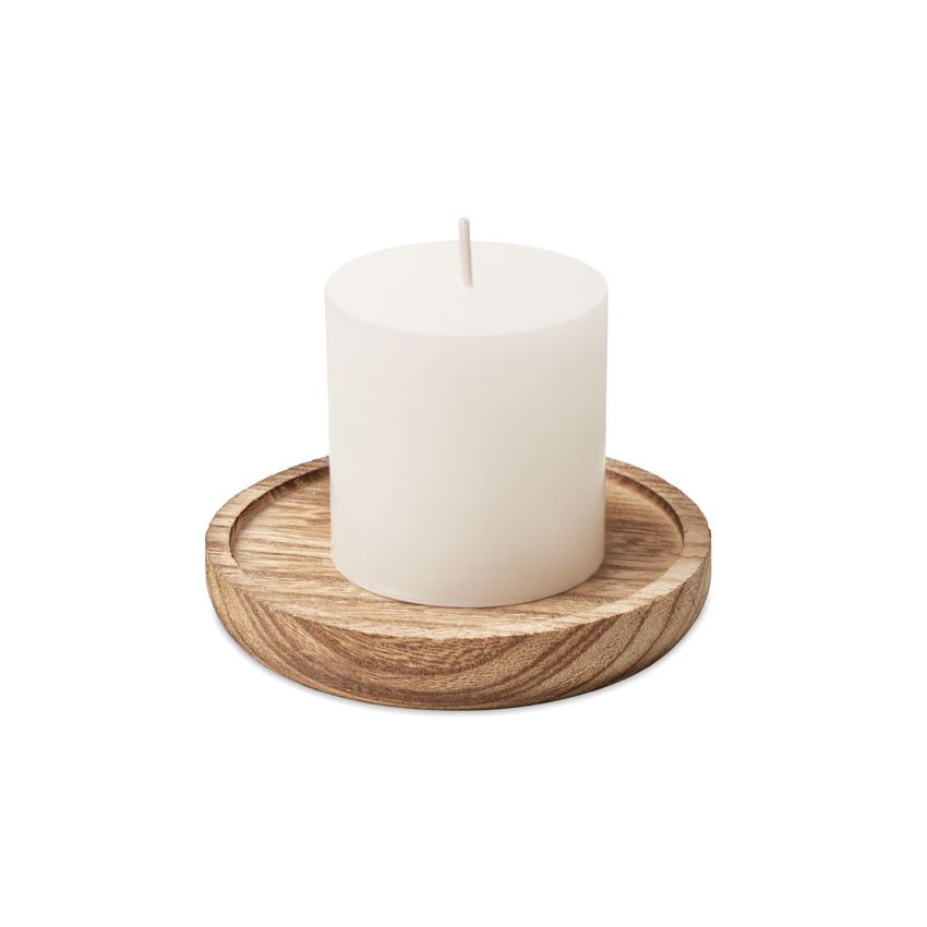 Candle with wooden base