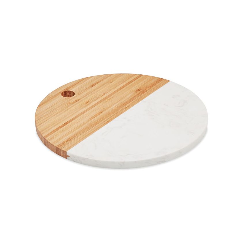Circular marble and bamboo board