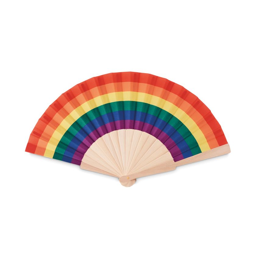 Rainbow Wooden Hand Fan