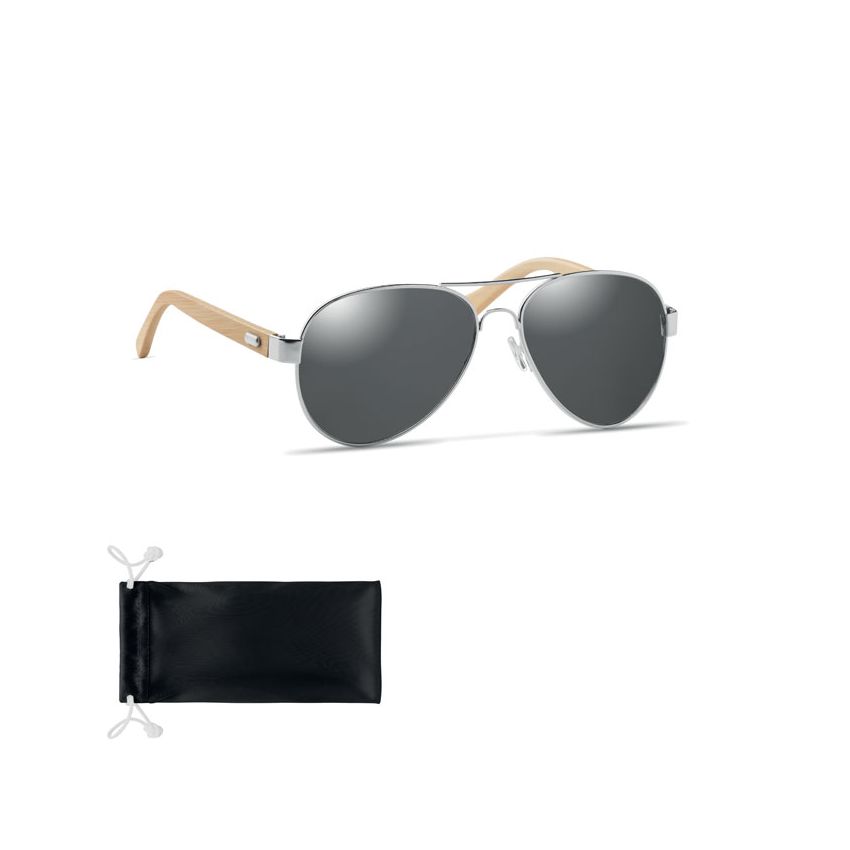 Bamboo sunglasses in pouch