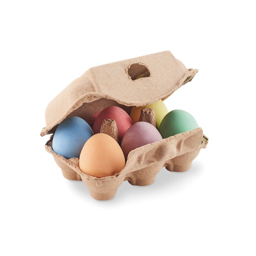 6 chalk eggs in a box