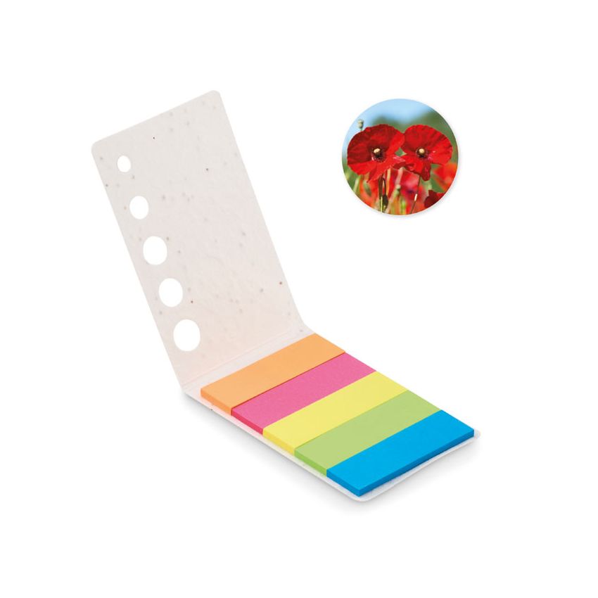 Sticky note with seeds