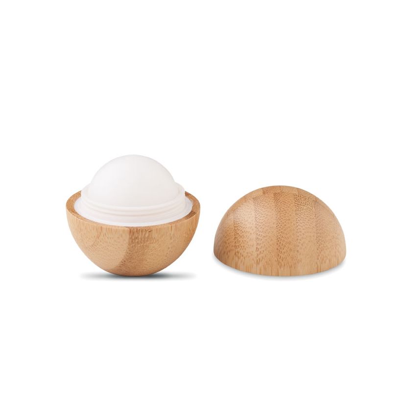 Spherical bamboo lip balm