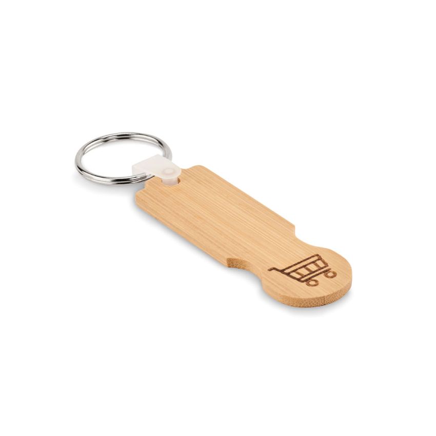 Bamboo keyring with euro token