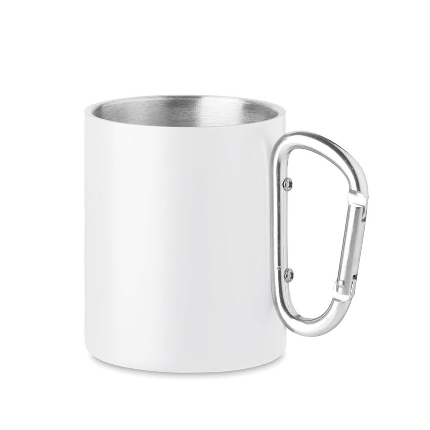 Metal mug with carabiner
