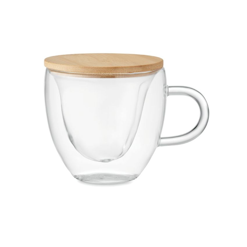 Double-walled glass mug