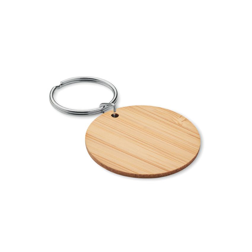 Round bamboo keyring