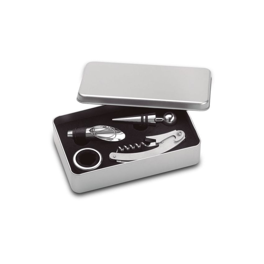 Wine set in metal box