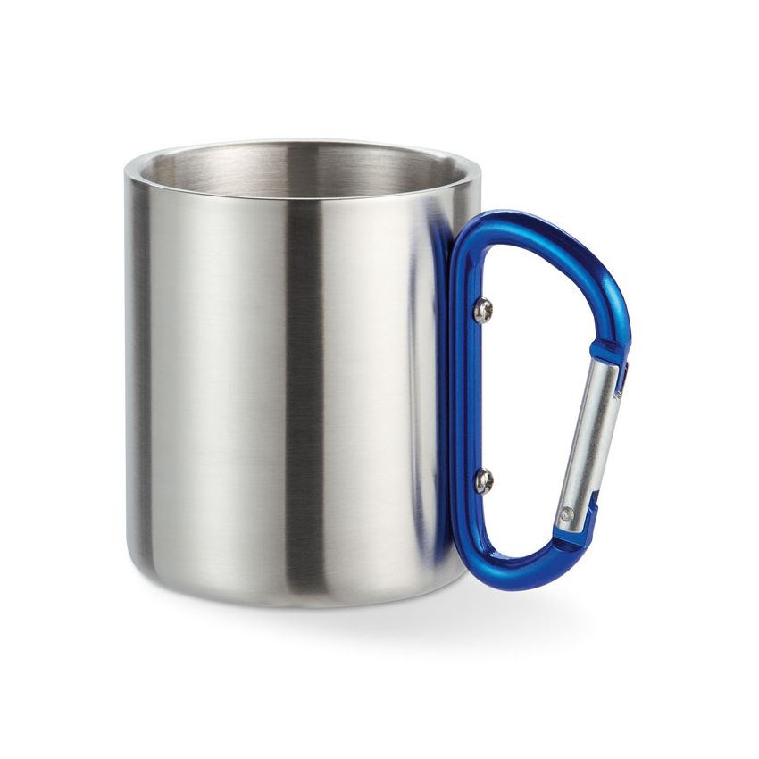 Metal mug with carabiner handle