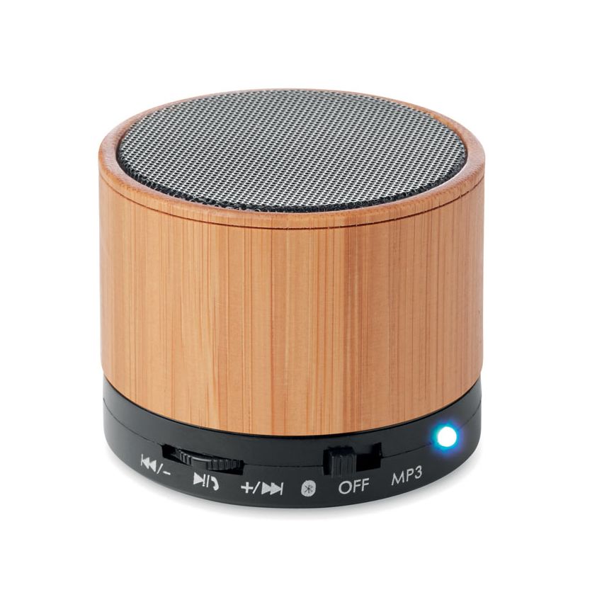 Round Bamboo Wireless Speaker
