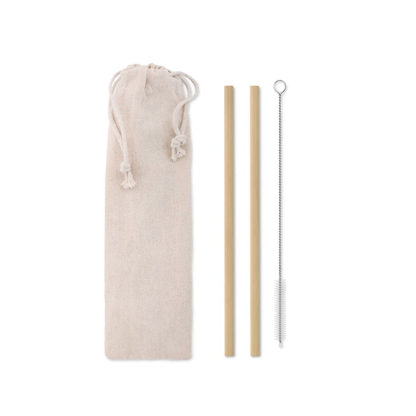 Bamboo straw brush pouch
