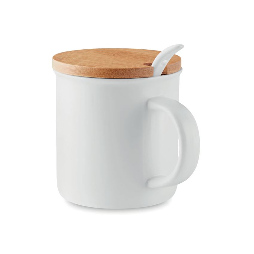 Porcelain mug with spoon