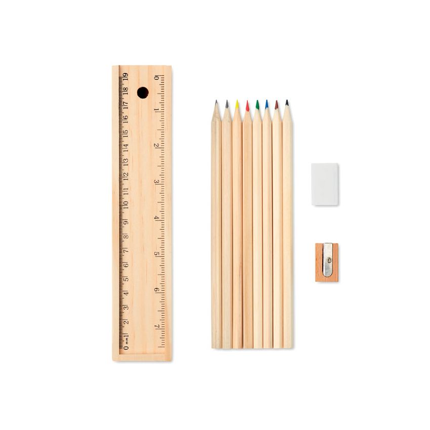Set of 12 pencils in wooden case
