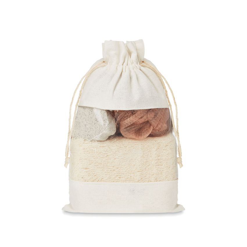 Bath set in cotton pouch