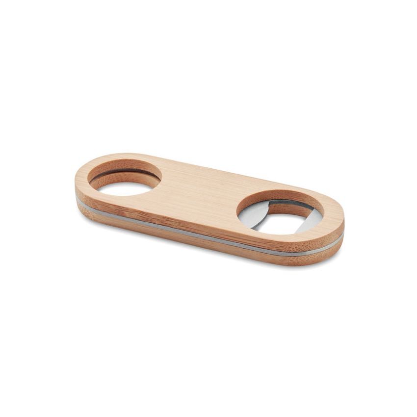 Oval bamboo bottle opener