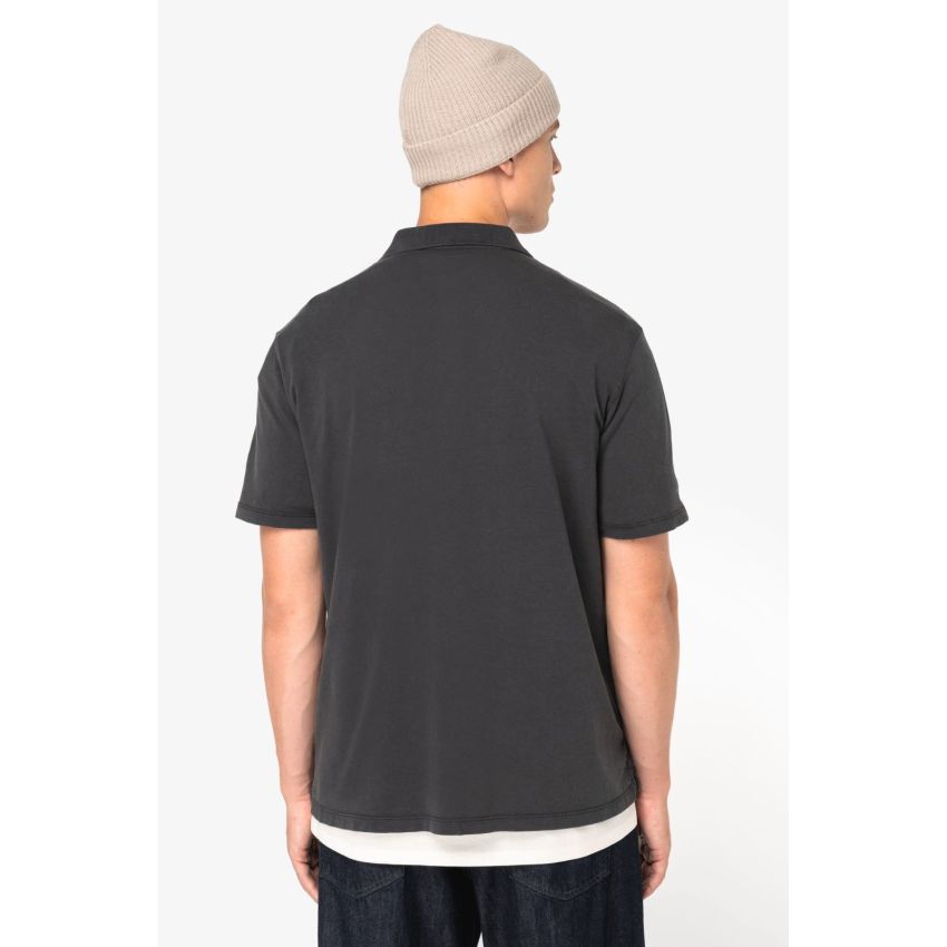 Eco-friendly washed-look men's jersey polo