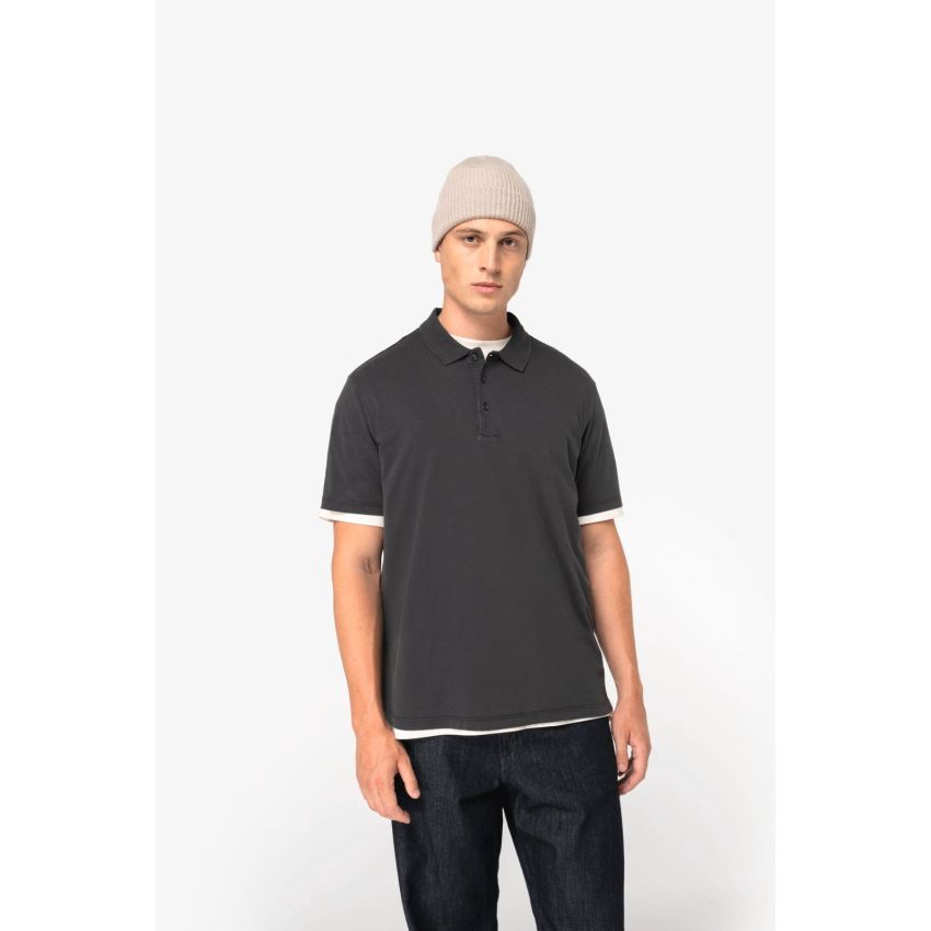 Eco-friendly washed-look men's jersey polo