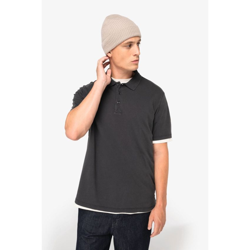 Eco-friendly washed-look men's jersey polo