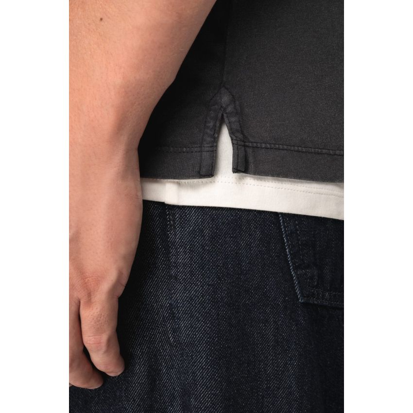 Eco-friendly washed-look men's jersey polo