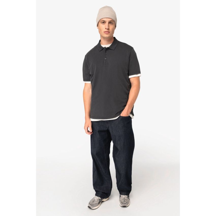 Eco-friendly washed-look men's jersey polo