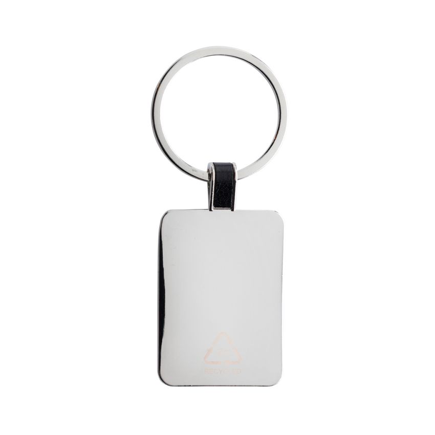 Rectangular keyring made from recycled zinc alloy RCS