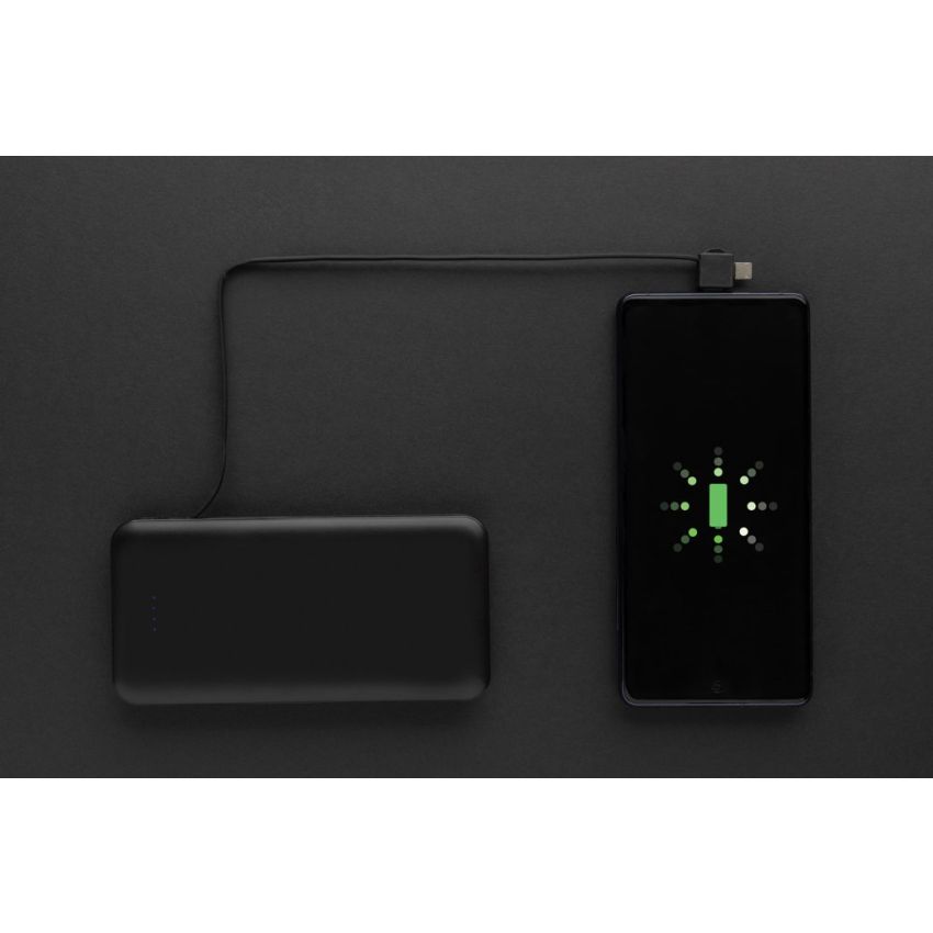 Recycled Plastic RCS Power Bank 10,000 mAh with Integrated Cable