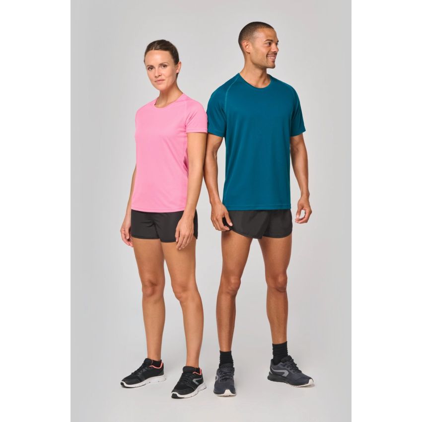 Women's recycled material sports T-shirt with crew neck