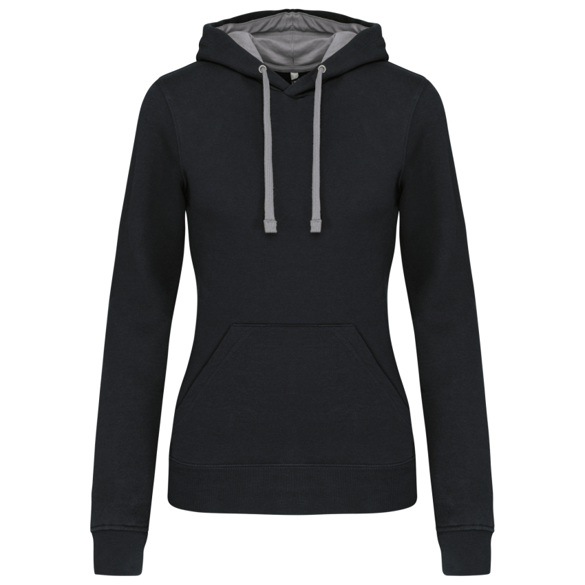 Ladies' sweatshirt with contrast hood