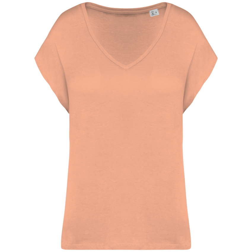 Women's loose eco-friendly V-neck T-shirt
