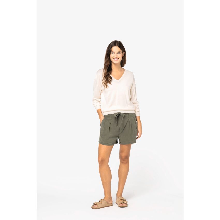 Eco-friendly washed-look Tencel shorts for women